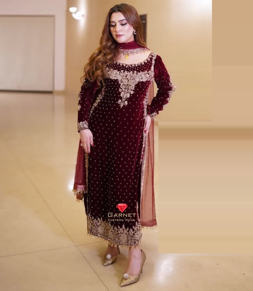 Aneelas Collection| Maroon - Velvet Collection