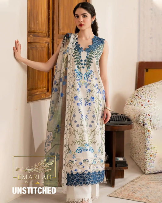 Asifa & Nabeel | White & Blue - Luxury Lawn Collection
