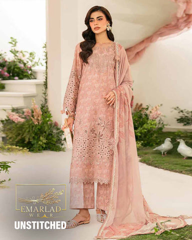 Iznik | Peach - Lawn Printed Chikankari Embroidered Collection