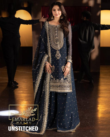 Asim Jofa | Navy Blue - Chiffon Embroidered Collection
