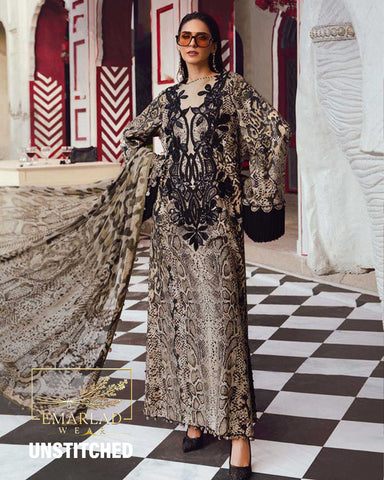 Maria B MPT-2702-B-25 | Cheeta Print Brown - Silk Collection