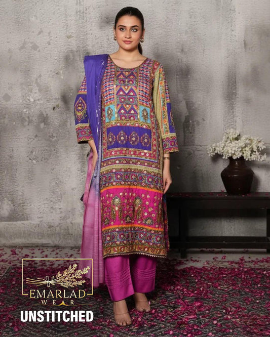 Haris Shakeel | Multi Color - 3 Piece Digital Printed Silk Collection