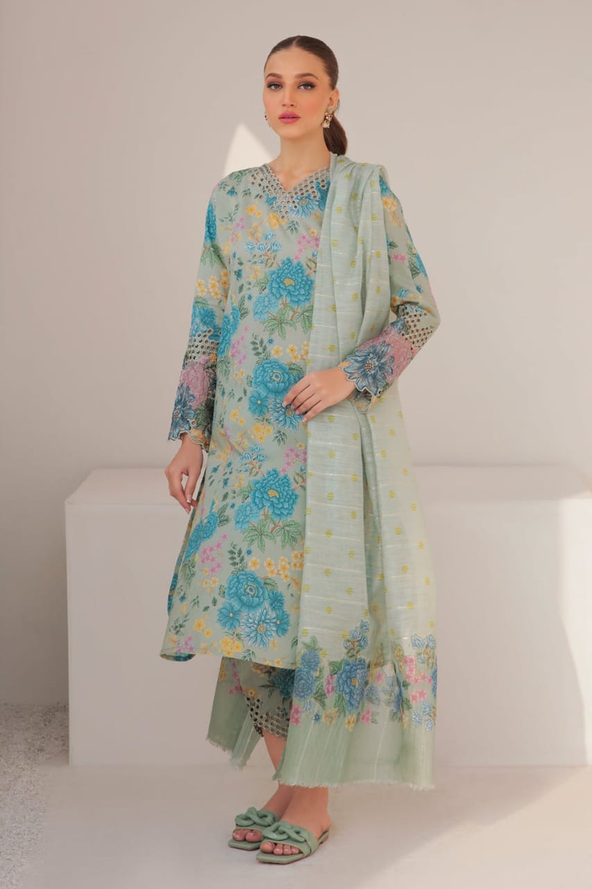 Baroque | Pista Green - Lawn Chiffon Collection