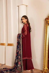 Embroidered 3PC Unstitched Chiffon Dress