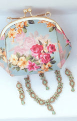 Tawakal | Aqua green with purse 👜  - Digital Printed Silk Inner