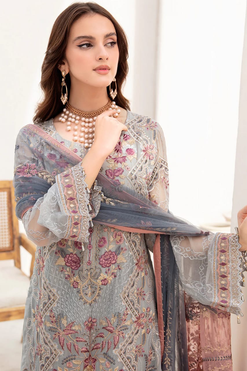 Ramsha Chevron Chiffon`23 D Silver