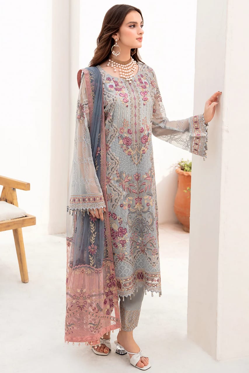 Ramsha Chevron Chiffon`23 D Silver
