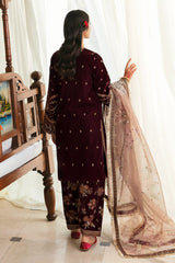 Baroque Embroidered Velvet  UF-250 Mehroon
