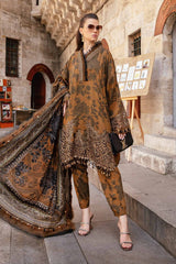 Maria B pure lawn with chiffon dupatta golden
