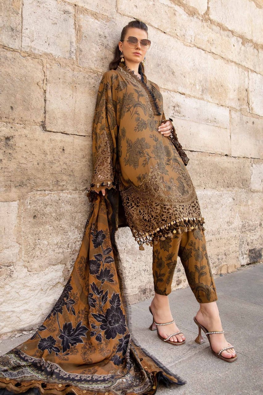 Maria B pure lawn with chiffon dupatta golden Emarlad Wear Maria B pure lawn with chiffon dupatta golden Emarlad Wear