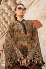 Maria B pure lawn with chiffon dupatta golden