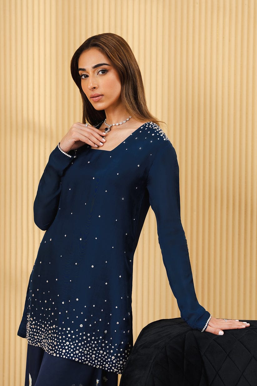 Lulusar Navyblue printed trouser Silk