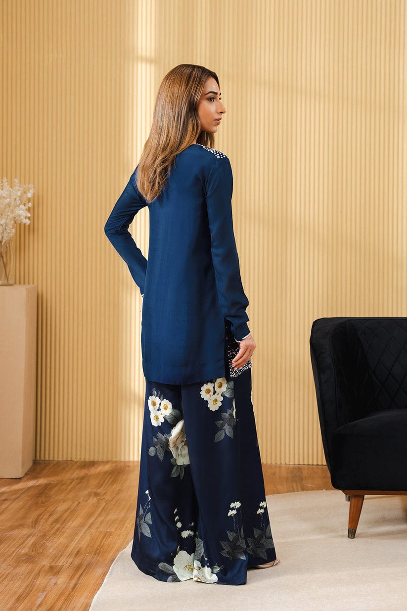 Lulusar Navyblue printed trouser Silk