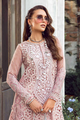 Maria B | Peach Daimond Organza - Full Cutwork