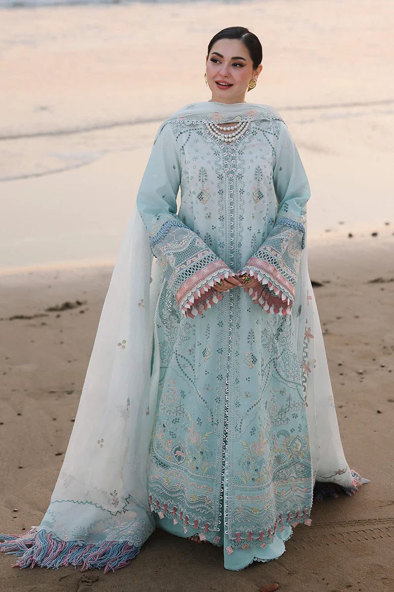 Qalamkar Sky Blue Cotton Suit with Chicken Kari Collection
