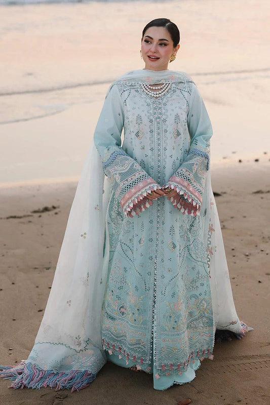 Qalamkar Sky Blue Cotton Suit with Chicken Kari Collection