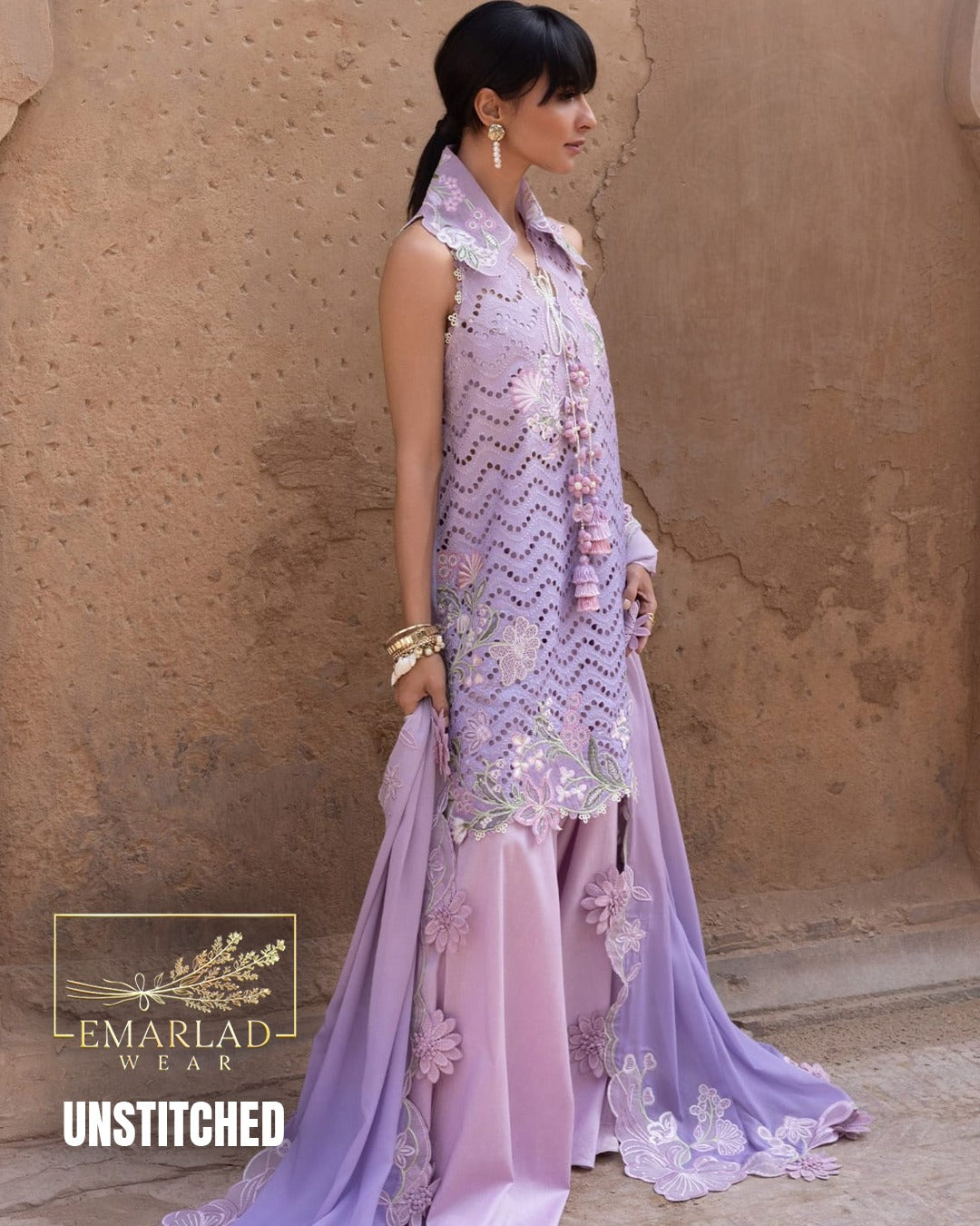 Crimson Tie & Dye Swiss Lawn Set – Purple Elegance