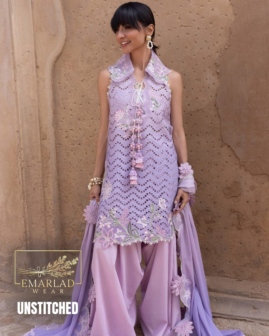 Crimson Tie & Dye Swiss Lawn Set – Purple Elegance