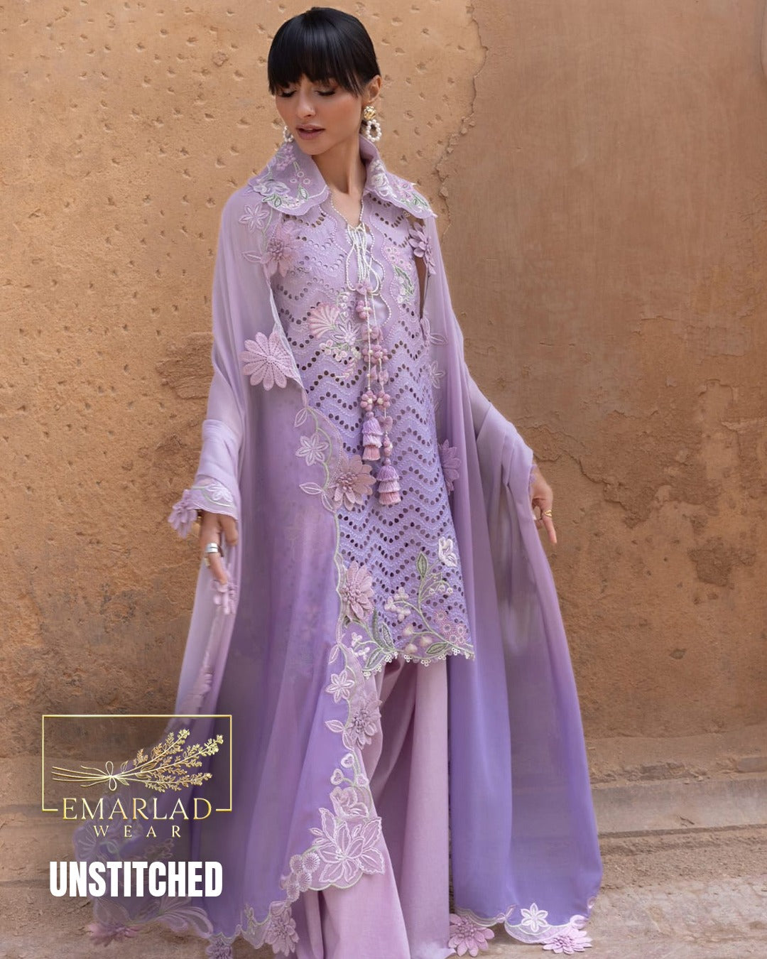Crimson Tie & Dye Swiss Lawn Set – Purple Elegance