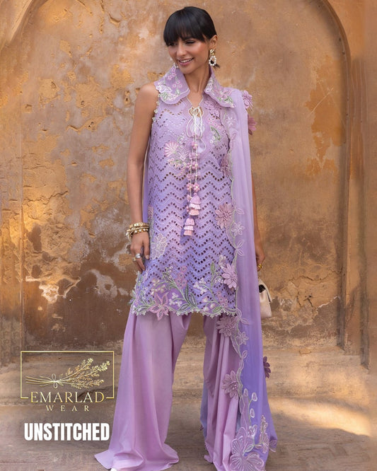 Crimson Tie & Dye Swiss Lawn Set – Purple Elegance