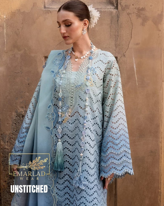 Crimson Tie & Dye Swiss Lawn – Elegant Blue Collection