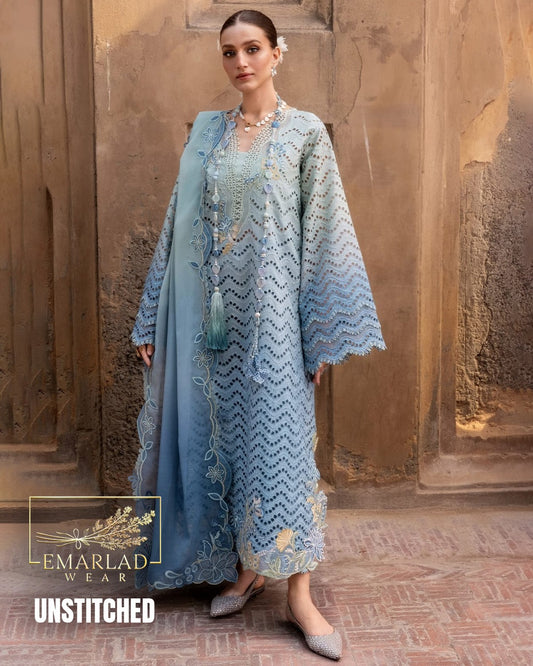 Crimson Tie & Dye Swiss Lawn – Elegant Blue Collection