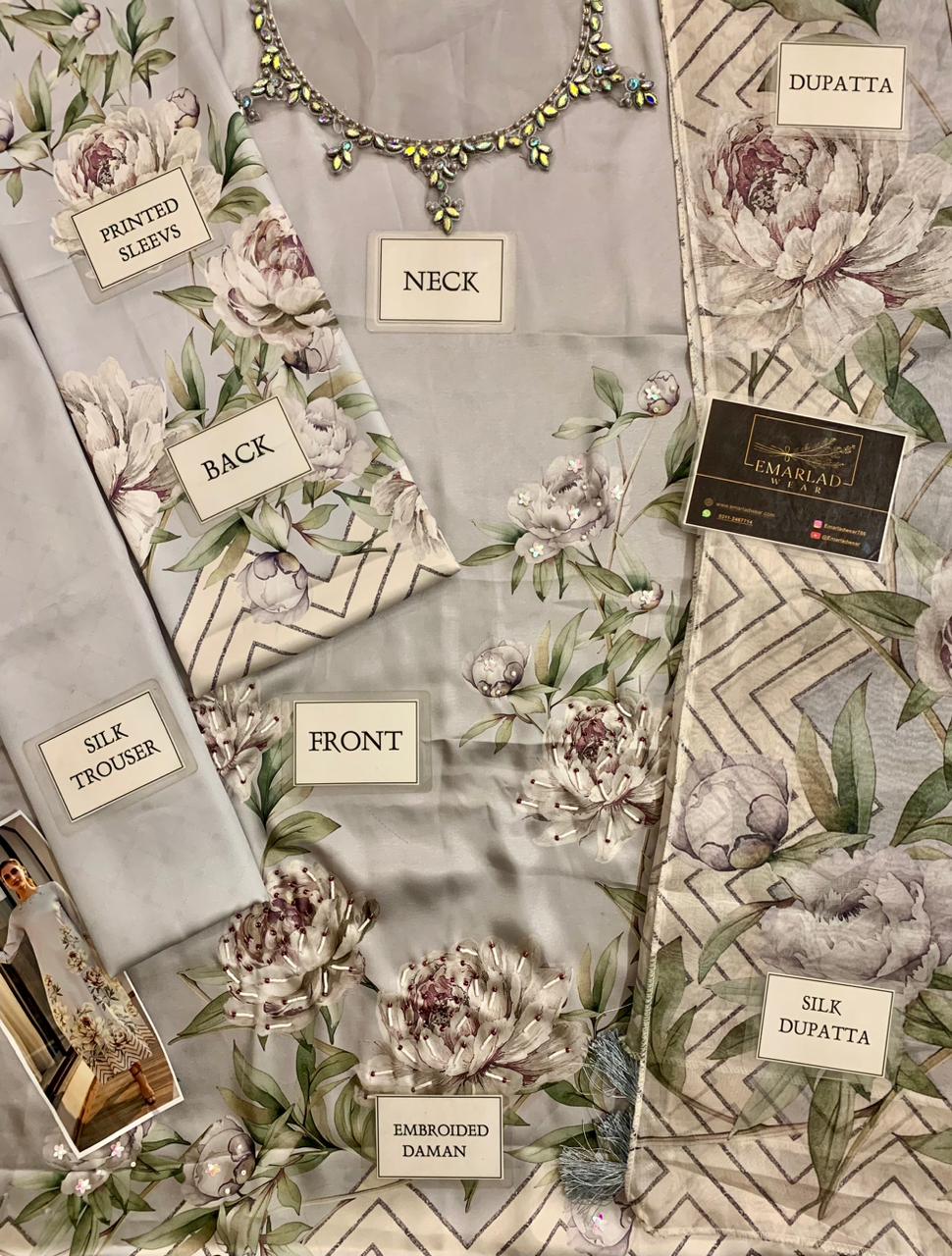 Lulusar  Silver 3 Piece Silk Suit