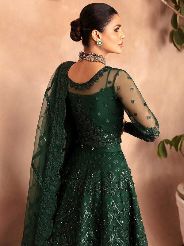 Gulal Dark Green Net Maxi – Emarlad Wear