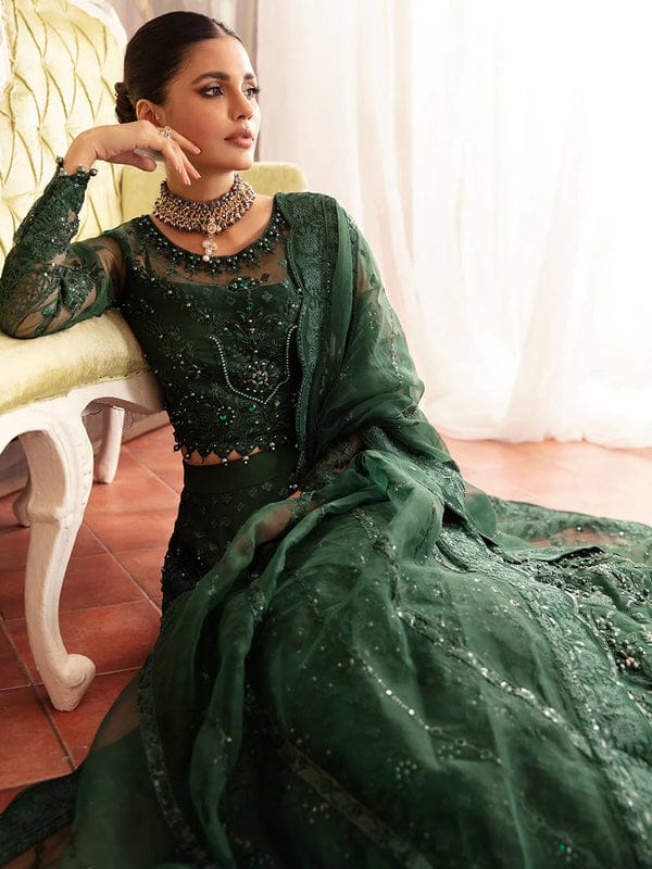 Gulal Dark Green Net Maxi – Emarlad Wear