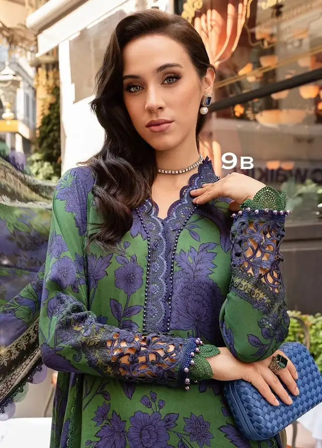 Maria B Lawn Blue Green