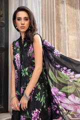 Maria B Lawn Black grapes Chickenkari Front Chiffon Dupatta