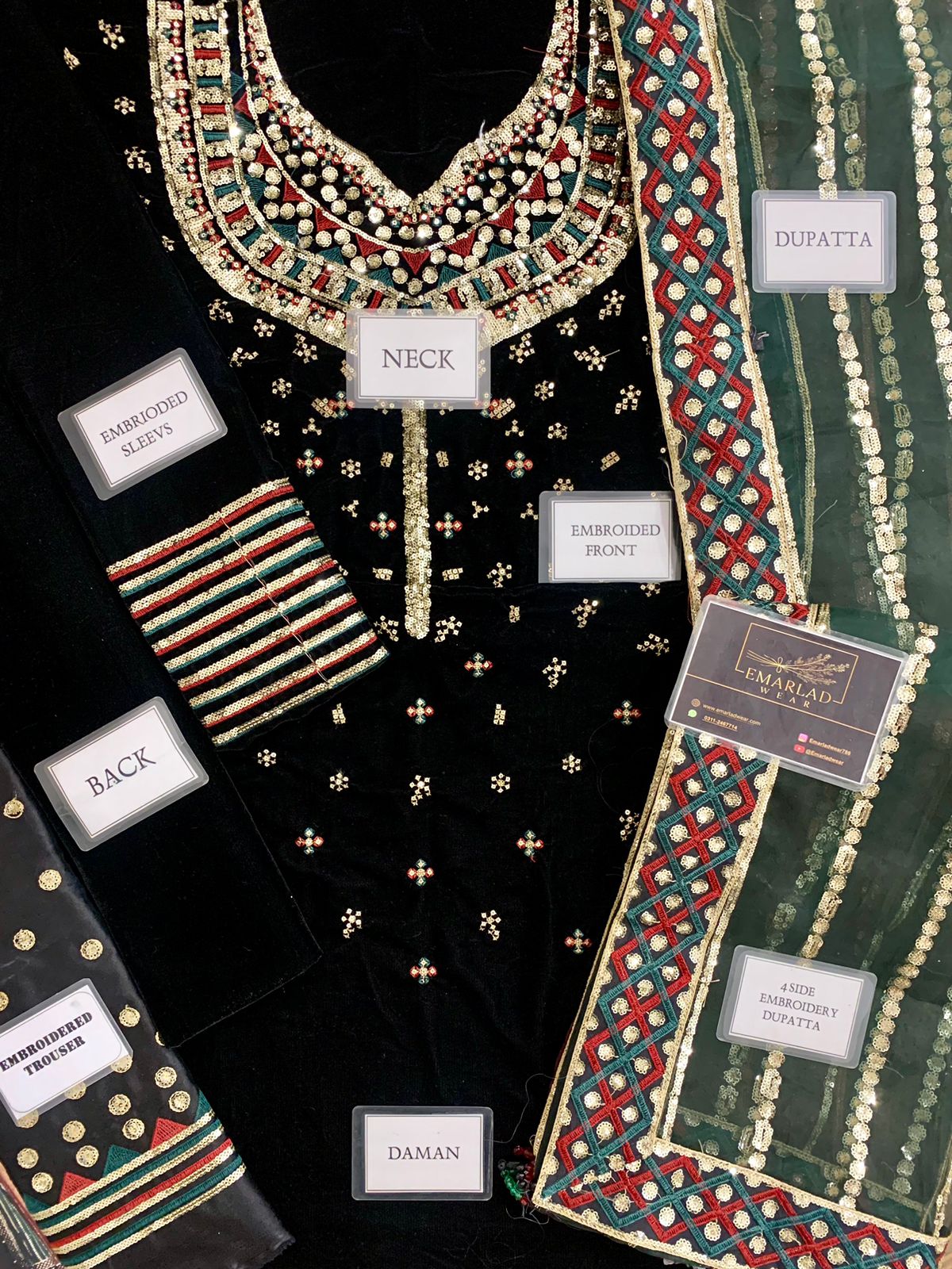 Baroque Black Velvet Tie And Dye Dupatta Micro 9000
