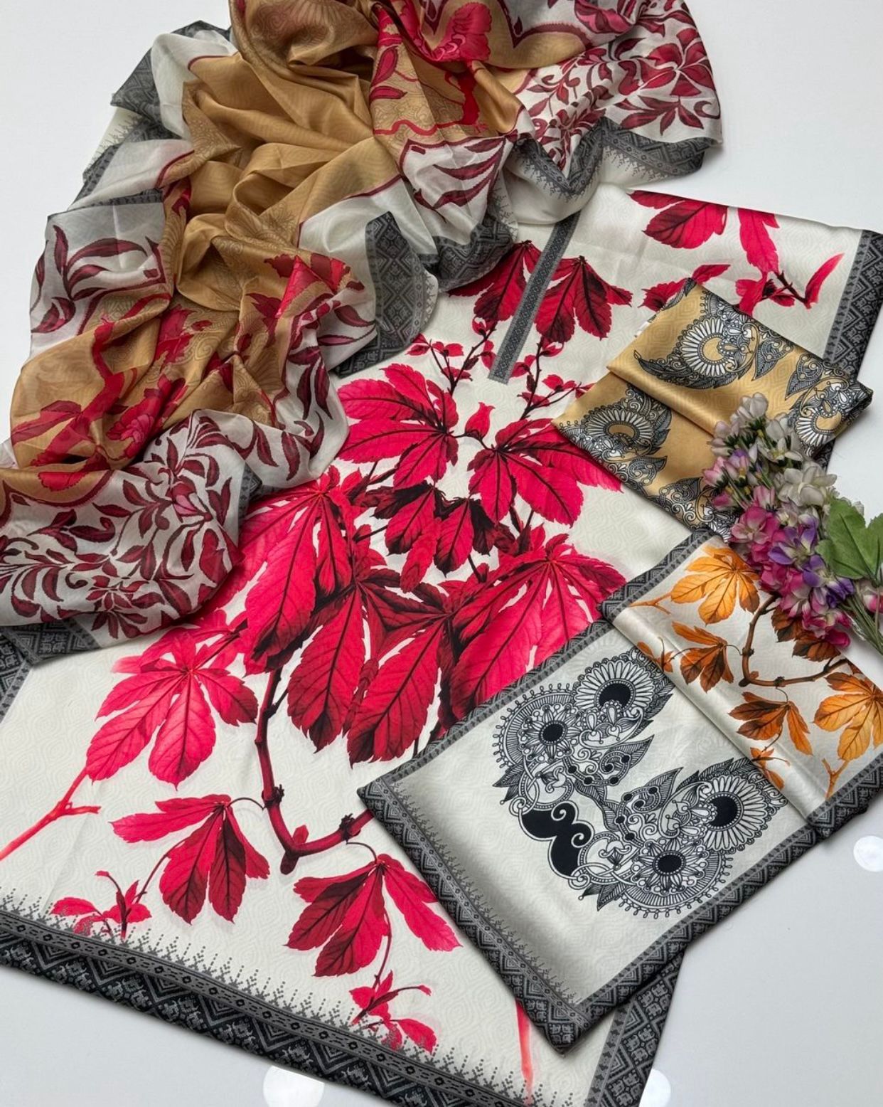 Shamoze Silk - 3 Piece - Digital Print  - Floral