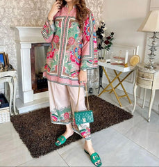 Shamoze Silk - 3 Piece - Digital Print - Pastel Pink Floral