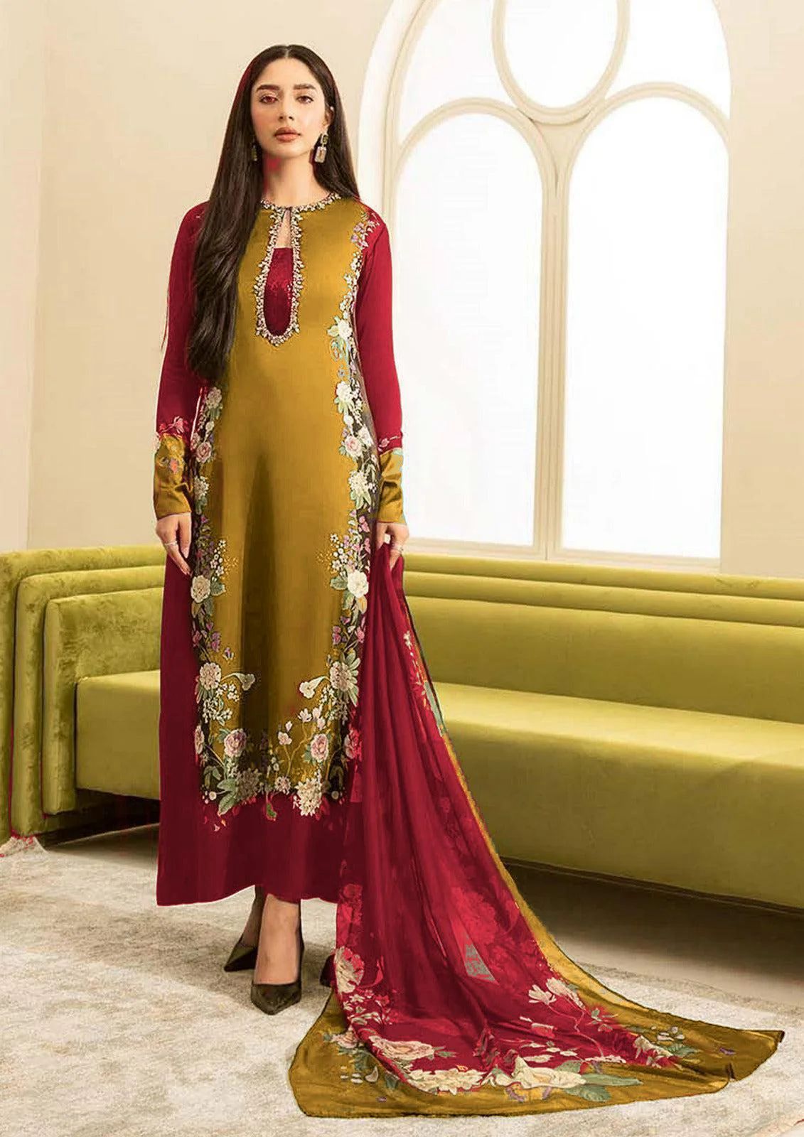 Shamoze Silk - 3 Piece - Digital Print - Gold