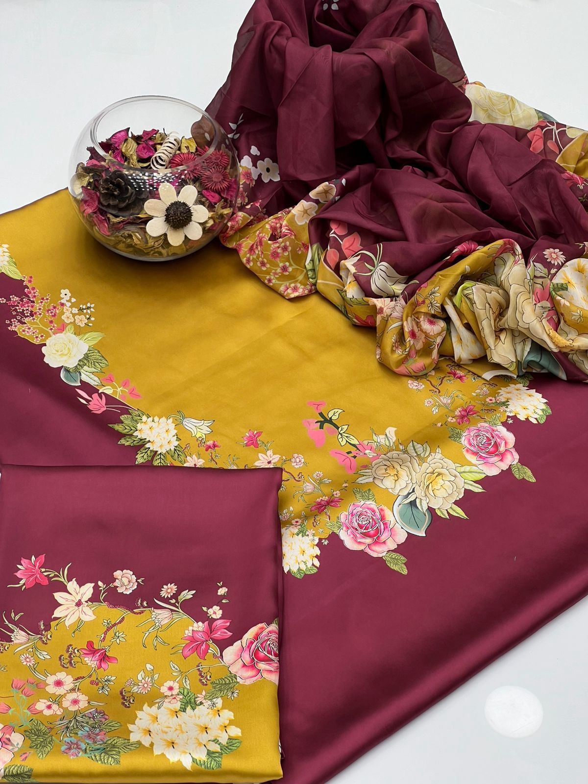 Shamoze Silk - 3 Piece - Digital Print - Gold
