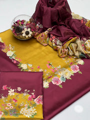 Shamoze Silk - 3 Piece - Digital Print - Gold