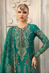 Maria B | Unstitched Embroidered Organza Suit-Deep Ferozi