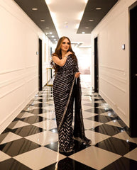 Saba Rajput | Black Chiffon - Saree