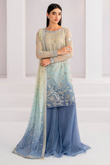 JAZMIN | EMBROIDERED CHIFFON UC-3052 - Tie & Dye  Skyblue