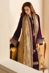 Jazmin | Embroidered Velvet Formal - Micro 9000 - Dark Maroon