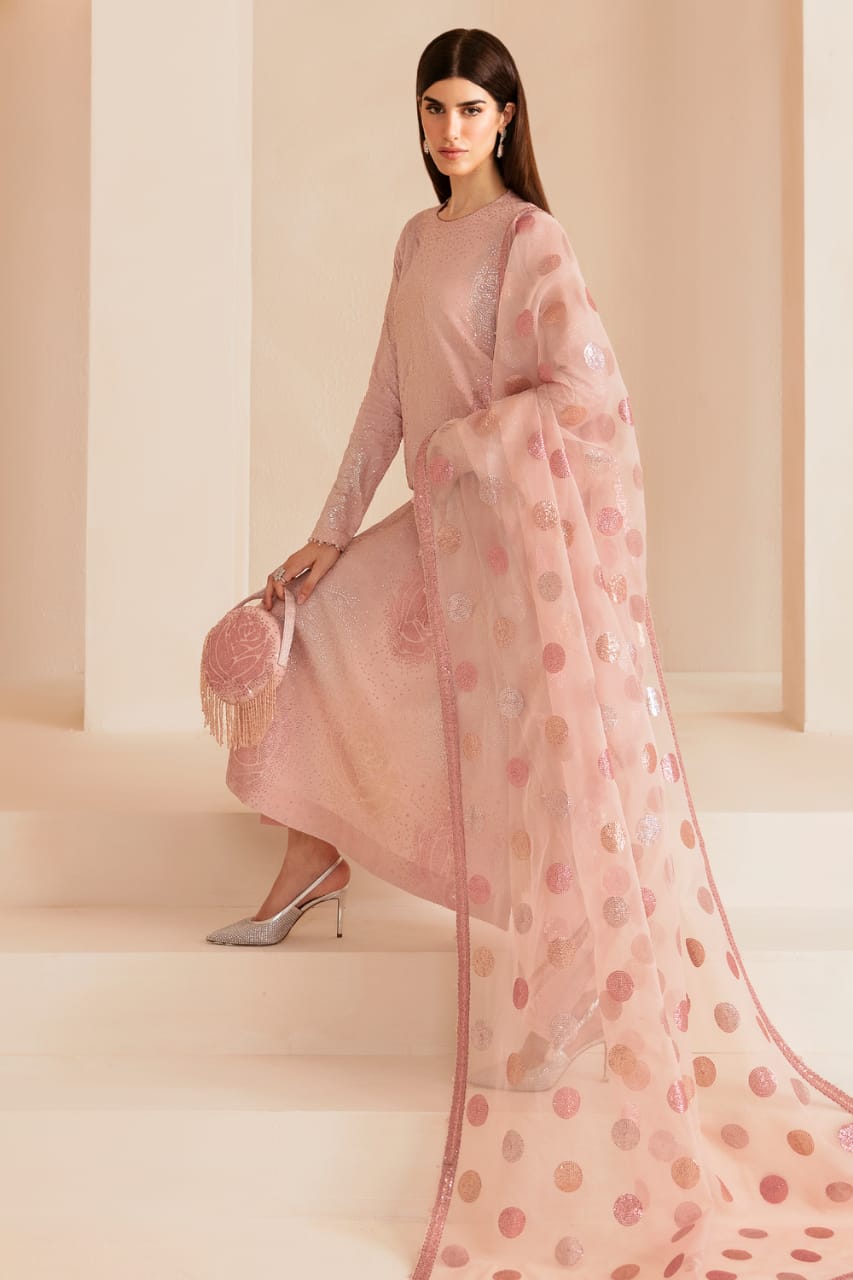 Jazmin | Embroidered Raw Silk - Peach