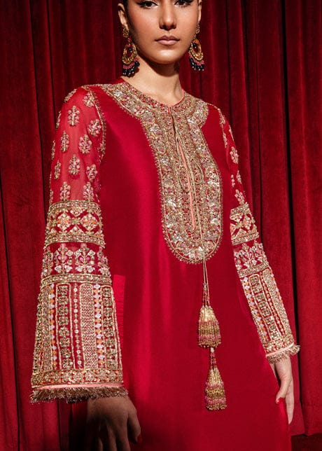 Hussain Rehar | Aimer - With Bridal Embroided Bag 👛 red