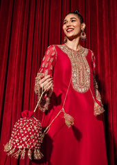 Hussain Rehar | Aimer - With Bridal Embroided Bag 👛 red