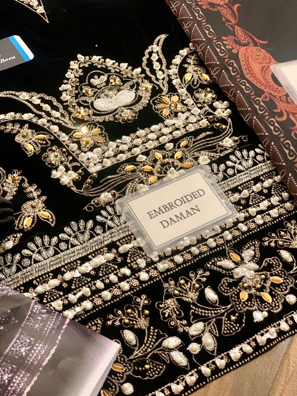 NOOR BY SADIA ASAD VELVET | Black