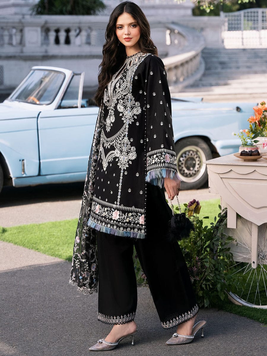 Bin-ilyas | Cotton Black with Khaddi Net Dupatta