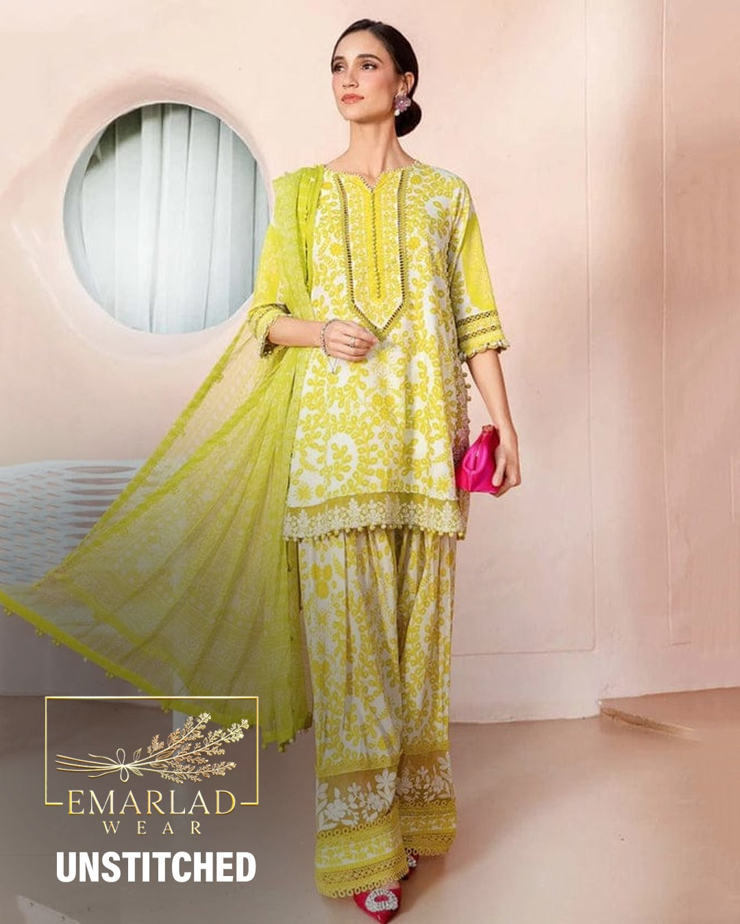 Maria B MPrint | Sharp Yellow - Lawn Chiffon Dupatta Collection 2025   Emarlad Wear