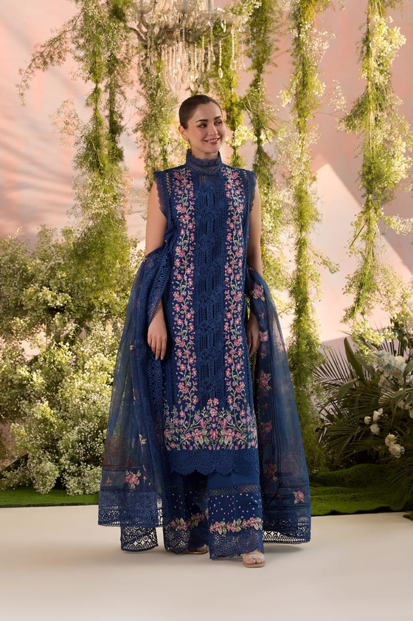 Sobia Nazir | Dark Blue - Cotton Chickenkari Collection