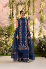 Sobia Nazir | Dark Blue - Cotton Chickenkari Collection