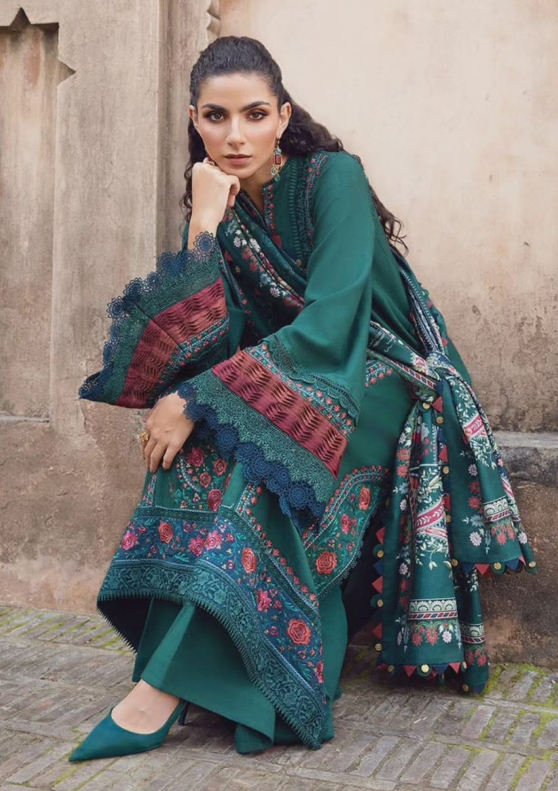 Maria B MPT-2405-B | Green - Lawn Eid Collection